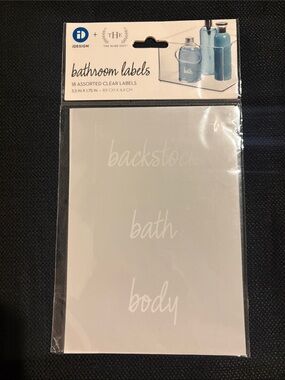 The Home Edit Bathroom Labels - Clear with White Script